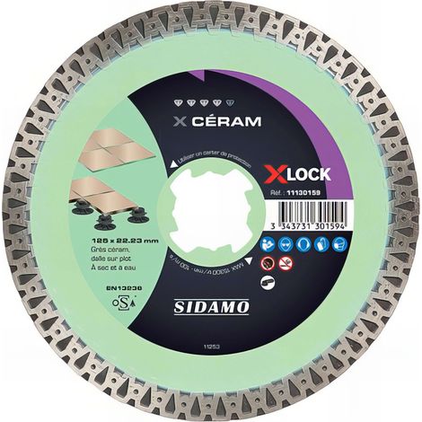 Sidamo – Disque diamant X-LOCK D. 125mm – Épaisseur 1,4mm – Pour grès céram et carrelage – Tronçonnage à sec et à eau