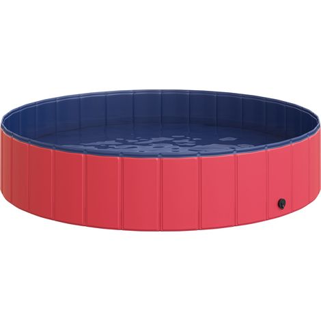 Baignoire pliante pour chien Bassin eau chien chat Piscine patauge plastique bois rouge Ø140 x H30 cm (1/5)