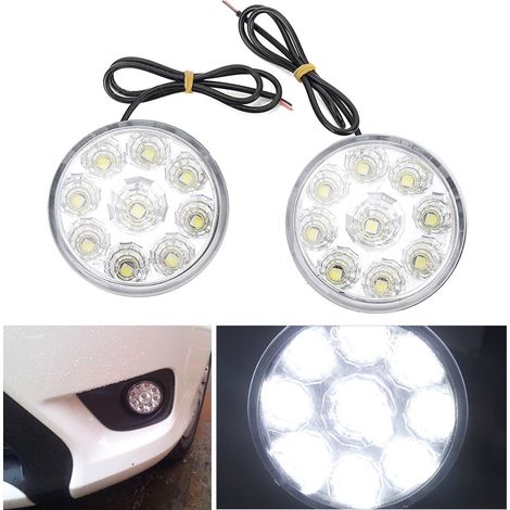 Phare antibrouillard rond 5050 à 9 LED avec feux de jour universels pour voiture (1/5)
