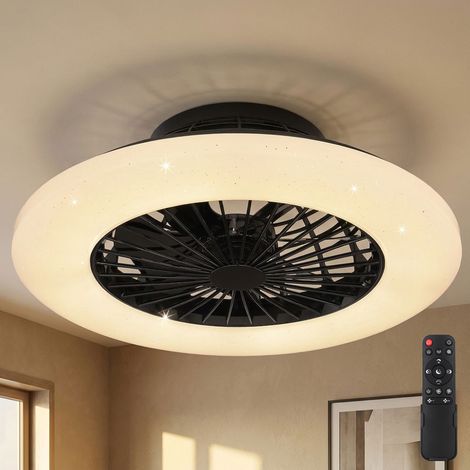 Ventilateur de plafond avec lumière et télécommande Plafonnier silencieux avec ventilateur à intensité variable, minuterie de veilleuse CCT effet étoile, 30 Watt LED 1800lm 3000-6500K, 50 cm, Salon (1/5)
