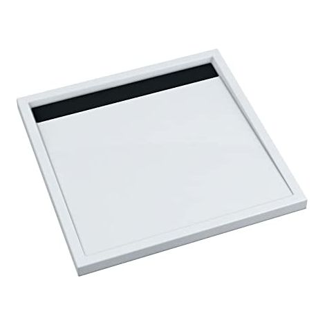 ECOLAM Receveur de Douche carré Ajax 90x90 cm Blanc avec Habillage Noir. Black&White, Profondeur 1,5 cm, Hauteur 4,5 cm, Siphon et Silicone (1/5)