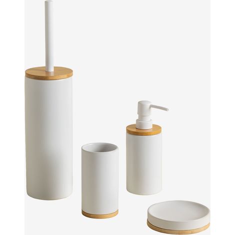 SKLUM Badezimmer-Set aus Bambus Elvan Weiss                                  