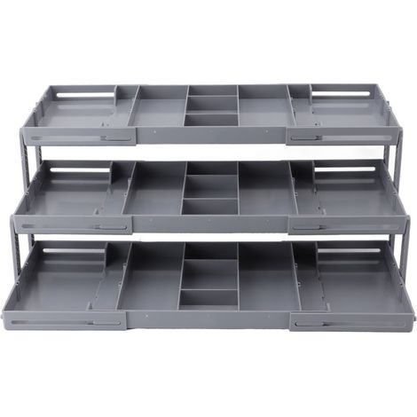 Organizador de cajones extensible y plegable, bandeja para guardar joyas, 3 niveles (blanco)