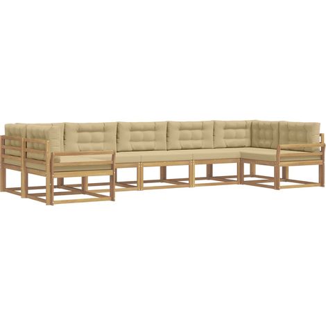 Outdoor Sofa Set with Cushion 7 pcs White and Beige vidaXL (1/5)