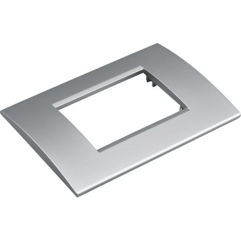 Placca Plastica Quadrata MBL 3 Moduli/Posti Compatibile Bticino Living, 15 Colori Disponibili (Grigio/Silver)