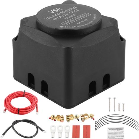 GARRYFIZH Kit Isolement Double Batterie 12V Relais 140A Sensible à la Tension avec Câblage - Pour SUV Camion (1/5)
