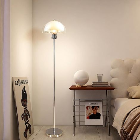 Lampadaire rétro Champignon avec Deux Abat-Jours en Verre, Lampe sur Pied avec Commande à pédale, Lampe Haute pour Salon, Chambre et Bureau à Domicile, Lampe de Lecture (1/5)