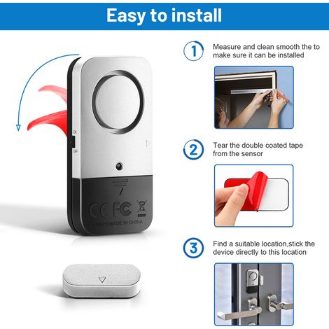 Sensor de alarma inalámbrico para puertas y ventanas, compatible con sistemas de alarma domótica (juego de 4 unidades).