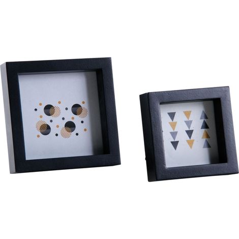 Cadre photo carré en bois noir (Lot de 2) (1/3)