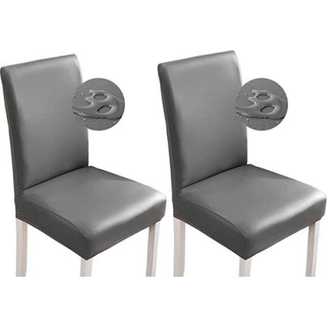 Housse de chaise - - Gris - Imperméable - Extensible - 2 PCS (1/5)