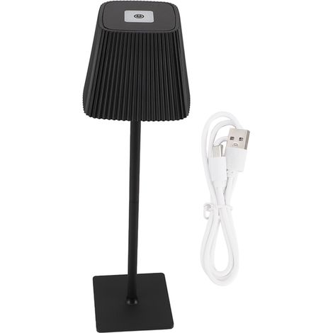Ortviai Lampe de bureau rechargeable en métal noir – 2000 mAh, design moderne et élégant pour chambre, bureau ou café (1/5)