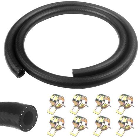 Tuyau de carburant -1 mètre, diamètre intérieur 8 mm, tuyau de carburant avec 8 colliers de serrage, pour camion, voiture, tracteur ou petit moteur (1/4)