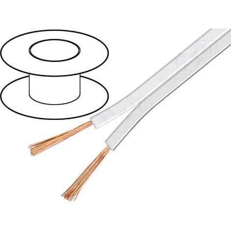 100m de Cable de haut parleurs 2x0.5mm2 - OFC - Blanc