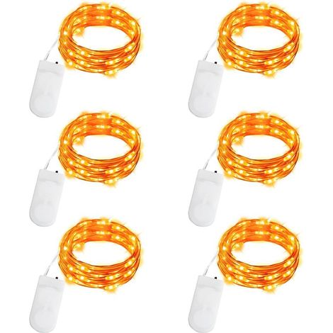 Set mit 6 batteriebetriebenen Lichterketten (2 m) mit 20 LEDs, Mini-LED-Lichterketten aus Kupferdraht, wasserdicht für den Innenbereich (1/4)