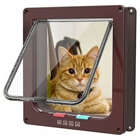 Chatière avec bande magnétique faible, porte pour chats et chiots, porte pour chats avec tunnel (19.7192cm, marron) (1/4)