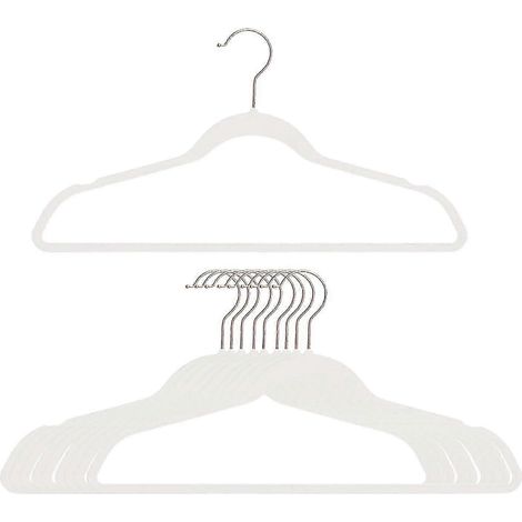 Lot de 10 cintres antidérapants pour vêtements, idéaux pour la chambre ou le dressing.-White (1/5)