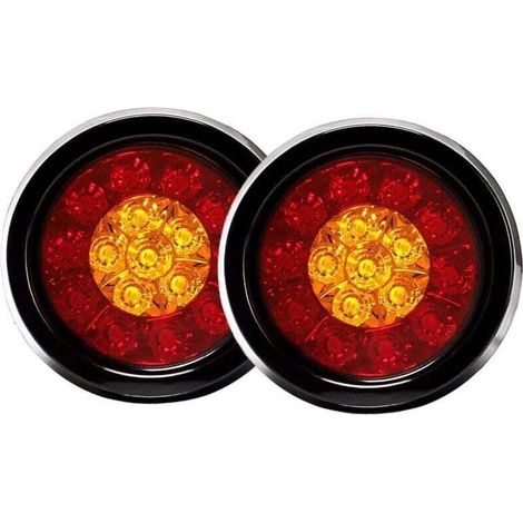 Fanale posteriore rotondo a 16 LED con guarnizioni in gomma nera per auto, camion e rimorchi. (1/4)