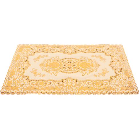 10 Tischsets im europäischen Stil mit Goldprägung, PVC, dekorativ, wärmeisolierend, für Zuhause, Partys, Hochzeiten (1/5)