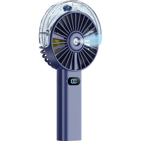 Mini ventilatore portatile, raffreddamento ad alta velocità, funzione nebulizzatore ricaricabile, blu scuro (1/2)