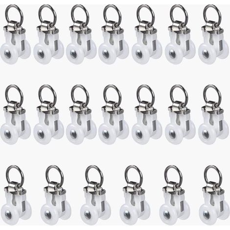 20 Pièces Roues de Rideau en Alliage d'Acier Inoxydable, Poulies Épaisses Silencieuses à Haute Capacité de Charge pour Tringle à Rideaux Métallique, Accessoires de Décoration Intérieure (1/5)