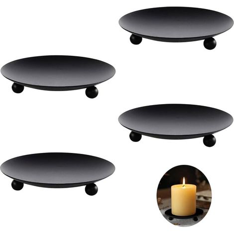 Bougeoirs 4-Pack Bougeoirs pour Bougies piliers, Bougies de baptême, bougeoirs, sous-Verres de Bougies — Le Noir est Durable et Beau (1/4)