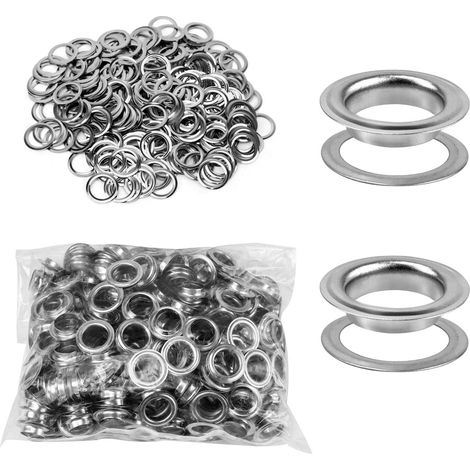Oeillet de rondelle Kit, 500 pièces oeillet et 500 pièces de rondelle, 12 mm (1/2 po), pour Chaussures Vêtements Toile Bâche, argent (1/5)