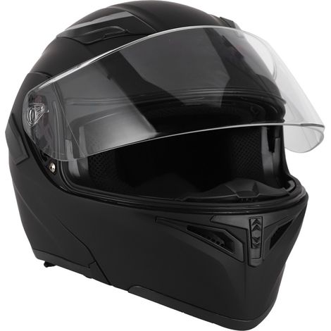 Casque de moto Bluetooth à double visière relevable avec fonction FM, batterie intégrée de 3000 mAh, noir mat, taille M (1/5)