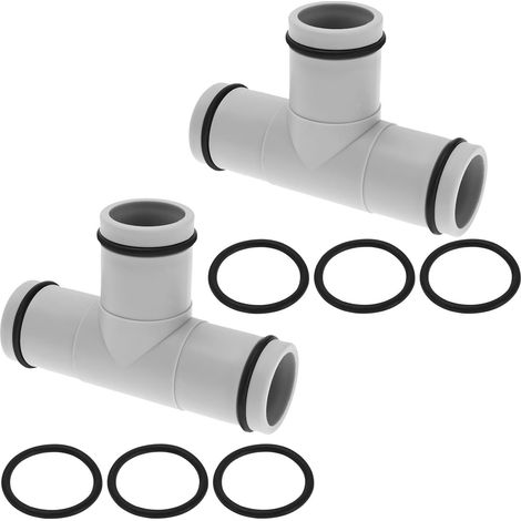 Lot de 2 connecteurs de tuyau en forme de T pour tuyau d'eau de 32 mm de diamètre - Gris (1/5)