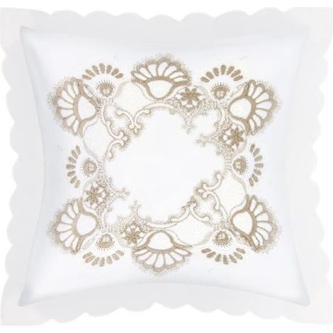 Housses de coussin - AVIZAR - Lot de 2 - 40x40 cm - Broderie marron et blanc - Élégance chic (1/5)