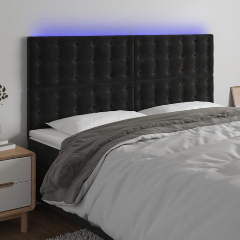 Cabecero con luces LED terciopelo negro 200x5x118/128 cm vidaXL (1/5)