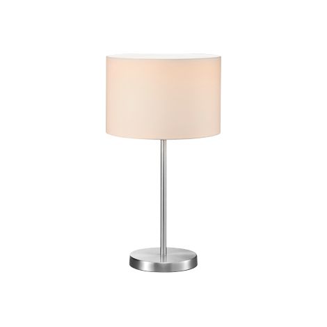 Lampe de table 1xE27, max 60W, abat-jour tissu blanc, métal nickel mat - Trio - Hotel (1/3)
