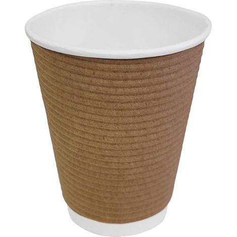 Gobelet paroi isolante ondulée marron clair 340 ml - Fiesta - Lot de 25 (1/5)
