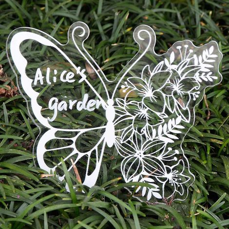 1 Lot De 12 Tiquettes Pour Jardinires - Papillon Blanc, Tiquettes En Plastique, Plantes Miniatures, Panneaux Pour Plantes Potagres, Piquets Pour T (1/5)