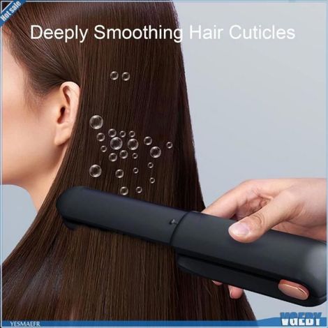 VGEBY Brosse sans fil à cheveux lisser Brusce de lisseur de cheveux sans fil 60W 2 en 1 peigne de litre à beaute manuelle Rose Noir (1/5)