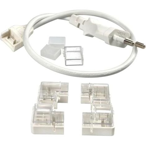 Kit de Connexion pour Rubans LED COB 220 V. Comprend une Prise, des Connecteurs en L et des Embouts pour les Bandes (1/5)