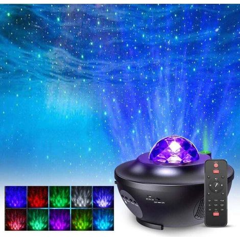 Lanterne portative Projecteur d'étoiles, projecteur de galaxie Bluetooth RGBW, veilleuse LED étoile, haut-parleur, contrôle du capteur de son avec télécommande pour décoration de chambre de bébé, cade