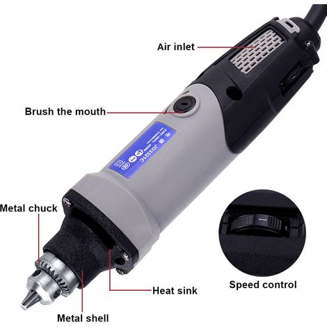 Mini-Elektroschleifer 400W, Rotationsbohrmaschine mit 6 variablen Geschwindigkeiten, Mehrzweckwerkzeug, 6mm Bohrfutter, 220V EU-Stecker, zum Schleifen, Polieren und Gravieren. (1/5)