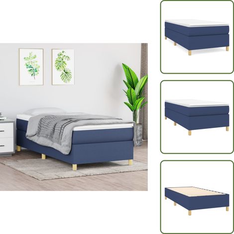 Cadre de lit sans matelas bleu 80x200 cm tissu - Cadre De Lit - Lit Simple - Lit Bleu - Lit Tissu - Literie (1/5)
