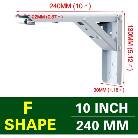 (Blanc 25 cm - Pologne) Lot de 2 supports d'angle pliables triangulaires, robustes et réglables, pour fixation murale, banc, table ou étagère. Quincaillerie pour meubles (1/5)