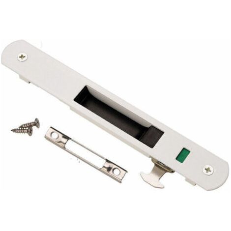 Serratura per porta scorrevole - Ferramenta di chiusura per porte e finestre scorrevoli in acciaio inossidabile per uso domestico (bianca) (1/4)