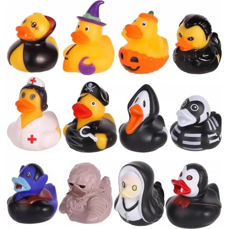 Lot de 12 canards de bain sur le thème d'Halloween, décorations mignonnes de citrouilles et de fantômes pour les fêtes et les cadeaux, ensemble de jouets à collectionner pour enfants pour les fêtes sa