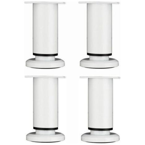 4 Stücke Verstellbare Möbelbeine 12cm Weiß Runde Metall Tischbein für Sofa Schrank Bett mit Schrauben FLITI
