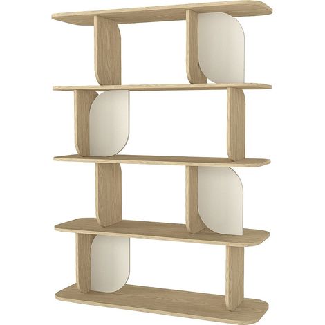 Scaffale con 4 ripiani Naturale chiaro e beige - NELERIA