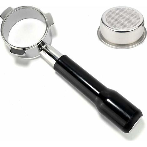 54mm Bottomless Portafilter, Bare Stainless Steel Portafilter for Breville 870/875/878/880 Espresso Machines with Basket Filter, Black (1/5)