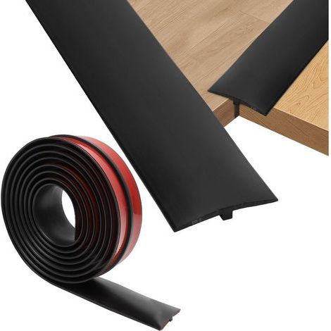 Profilé de transition auto-adhésif, 5 × 300 cm, pour seuils de porte, PVC, profilé de transition, auto-adhésif, pour joints de sol, parquet, stratifié (noir) (1/5)