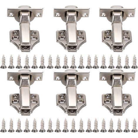 Lot de 3 charnières hydrauliques nickelées pour bureau, 2 étapes, grand angle, 4 trous, modèle A2202C (1/5)