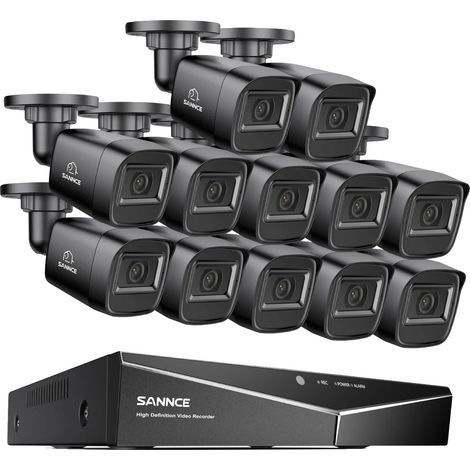 Sistema de cámaras de seguridad, videovigilancia, 16 cámaras, resolución HD 1080P, 12PCS 0TB (1/2)