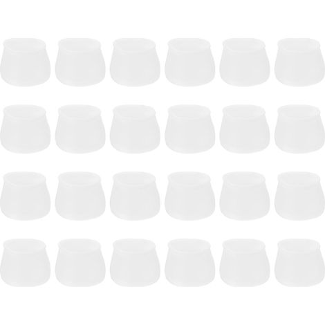 Accessoires pour meubles et protections de sol, couvre-pieds de chaise – 4 cm x 4 cm – Blanc – Lot de 24 – Matériau antidérapant en silicone pour éviter de rayer les sols, convient à tous les pieds de (1/4)