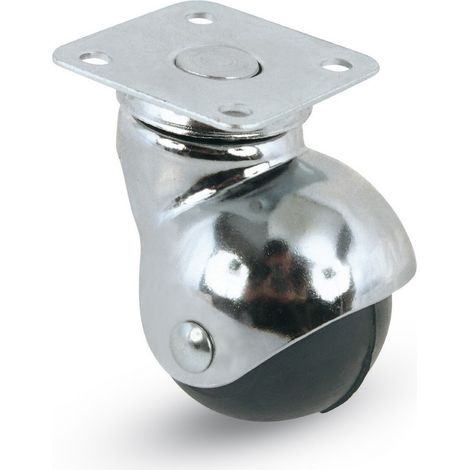 24PZ RUOTA GIREVOLE PER MOBILI CUFFIA CROMATA art.165 mm.30-piastra mm.40x40
