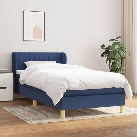 Boxspringbett mit Matratze Blau 90x200 cm Stoff (1/5)